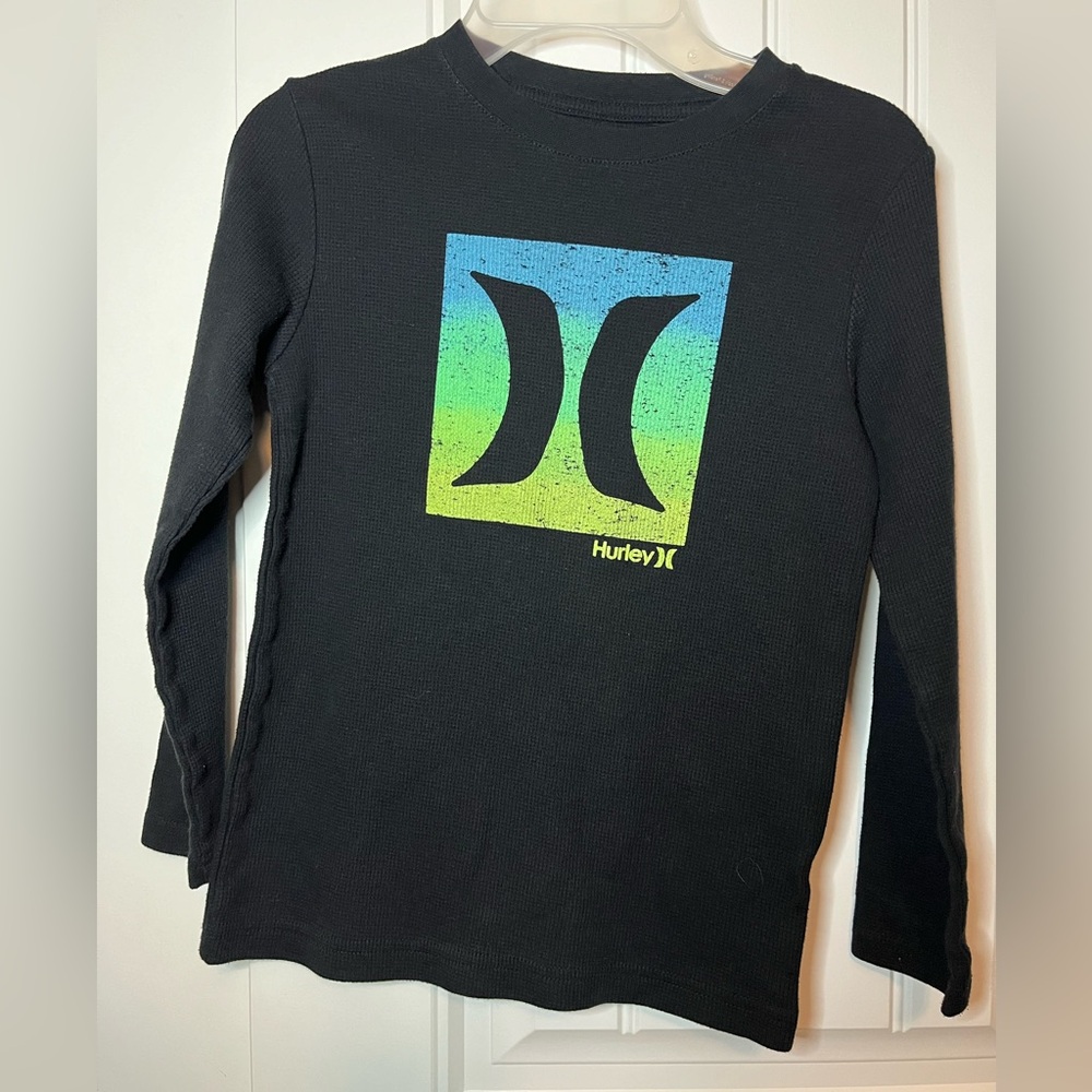 YOUTH 7/8 HURLEY black long sleeve cotton t-shirt LIKE NEW